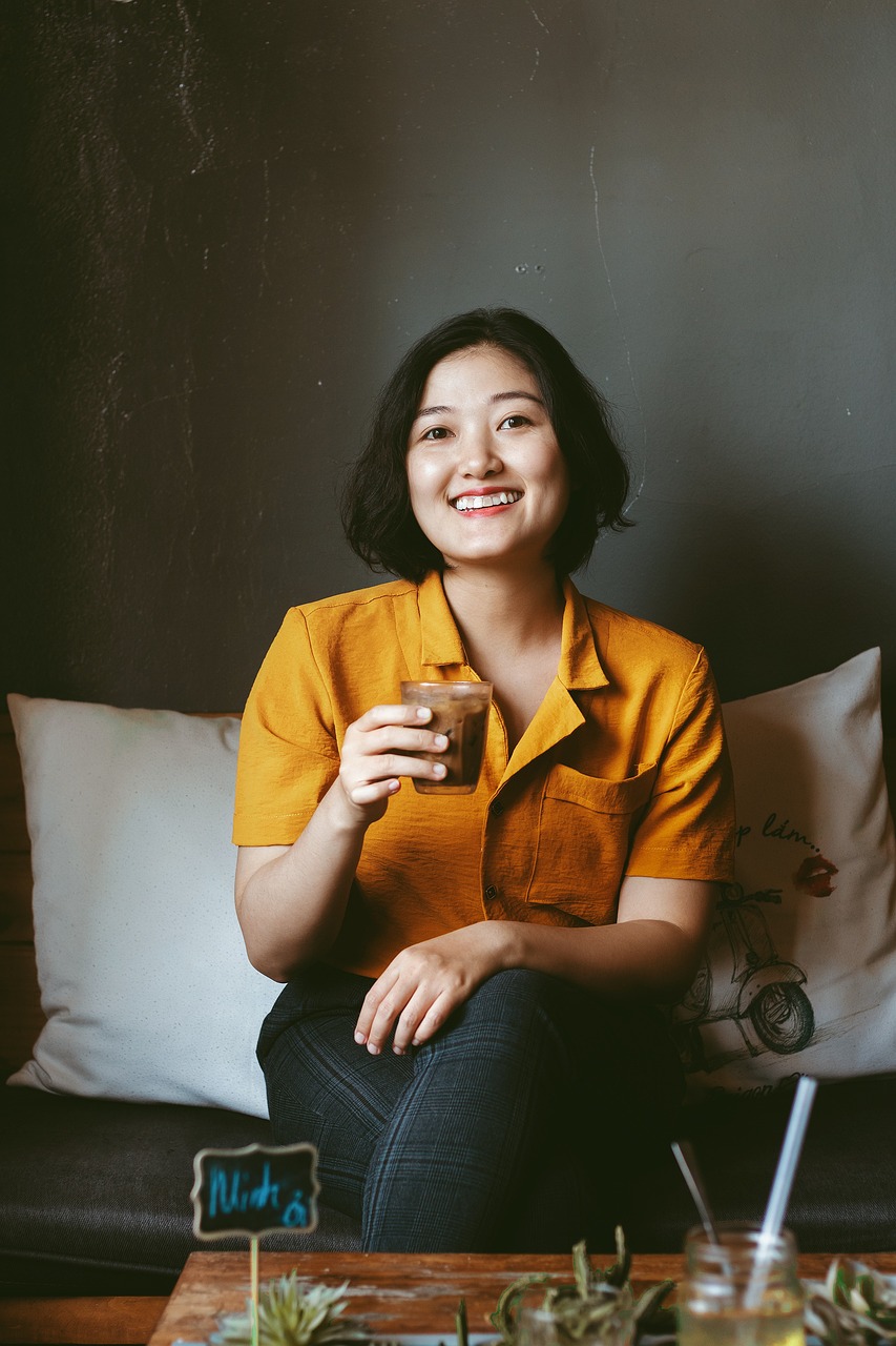 woman, drink, cafe, happy, smile, leisure, break, beverage, girl, sitting, vietnamese, portrait, cafe, cafe, cafe, cafe, cafe, break